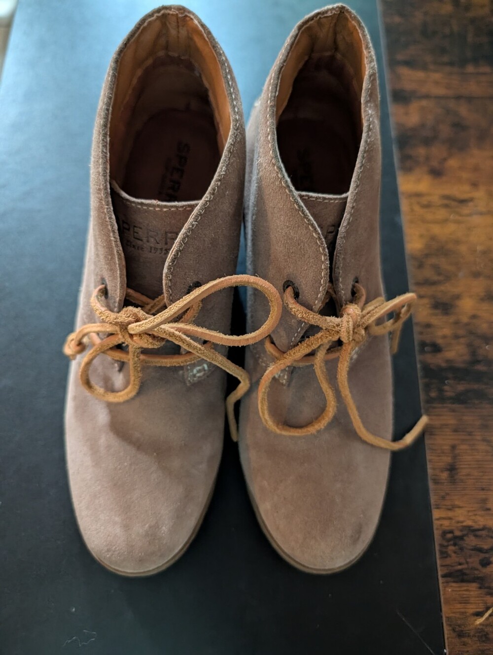 Sperry Women's Taupe Suede Lace-Up Ankle Boots